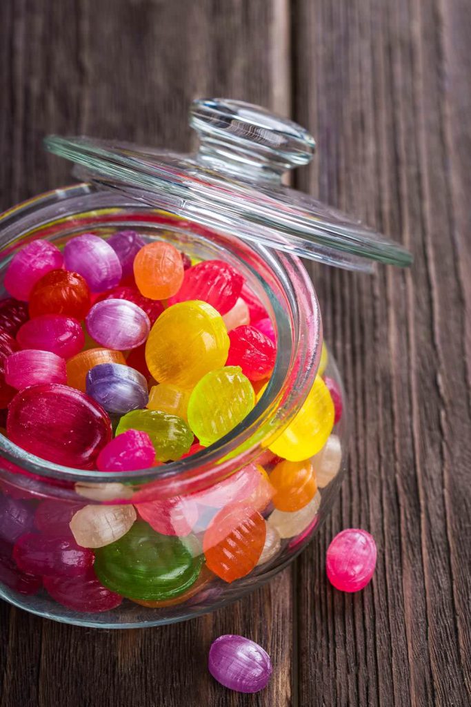 Colorful candy in a jar